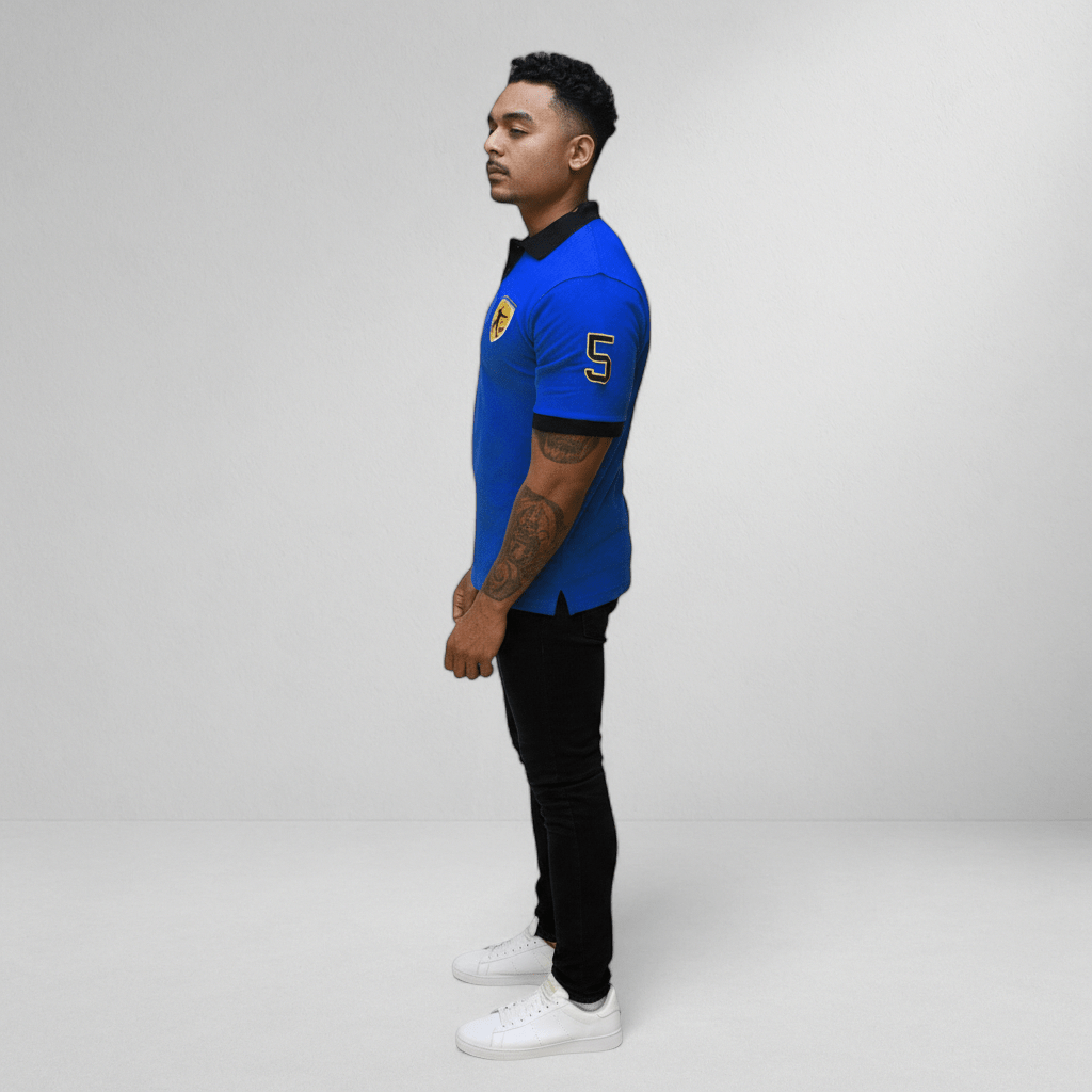 Marksmen Piqué Cotton Polo – Royal Blue / Black Collar - J.HINTON