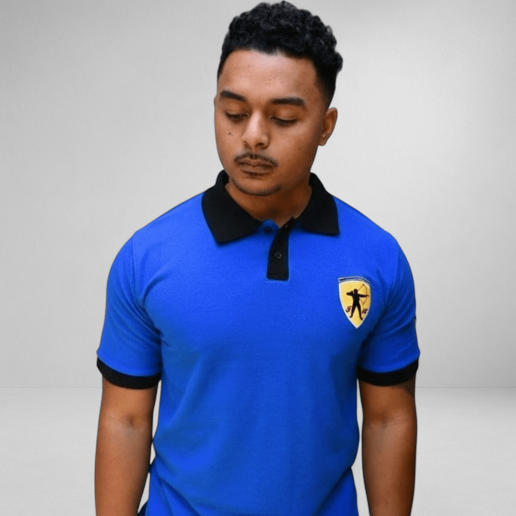 Marksmen Piqué Cotton Polo – Royal Blue / Black Collar - J.HINTON
