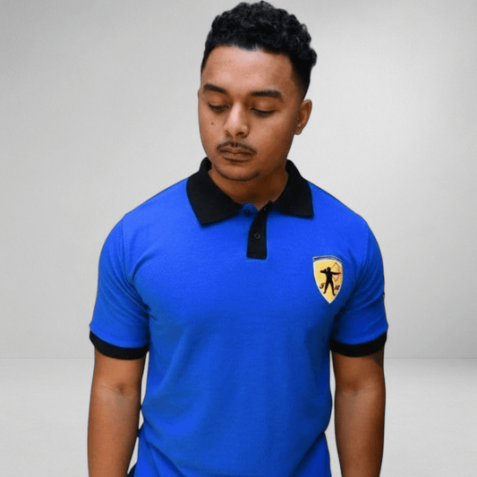 Marksmen Piqué Cotton Polo – Royal Blue / Black Collar - J.HINTON