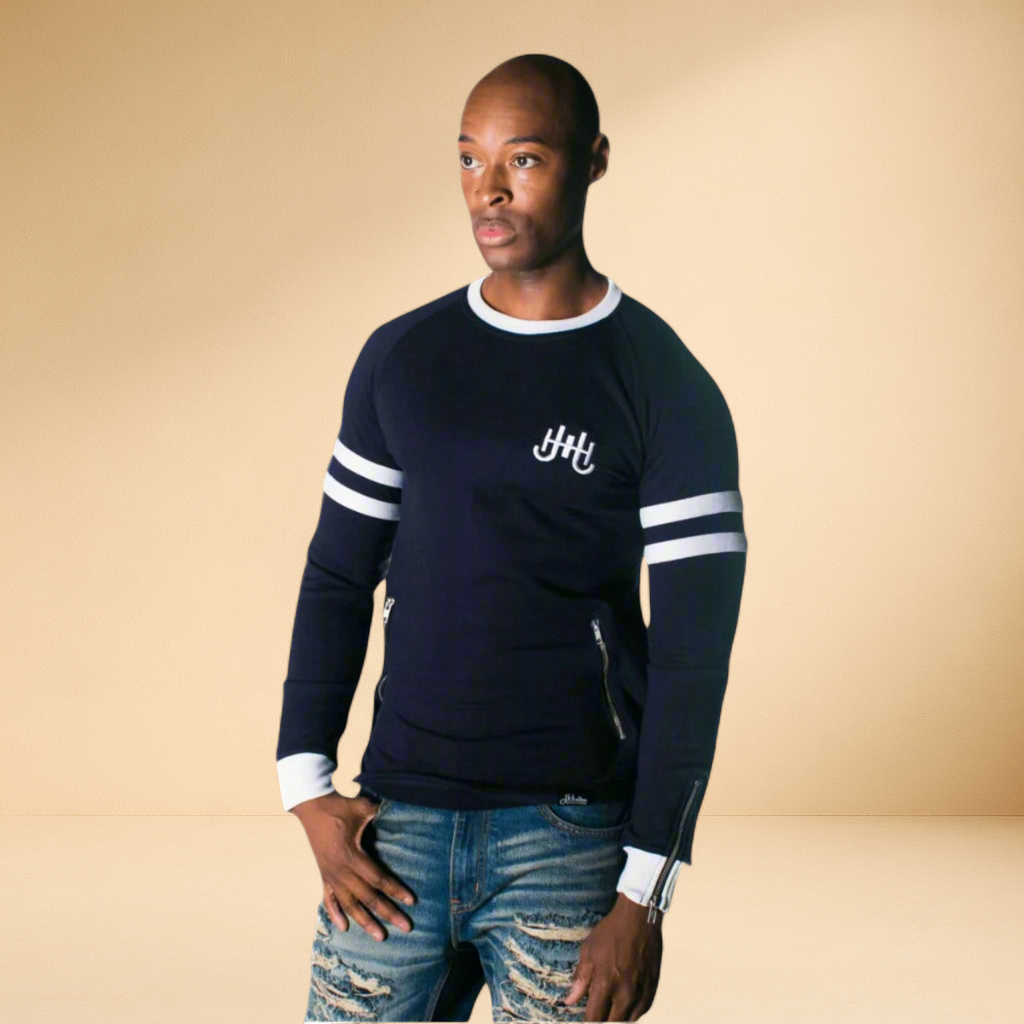 Men's Cotton Sweatshirt with Contrast Sleeves" - J.HINTON