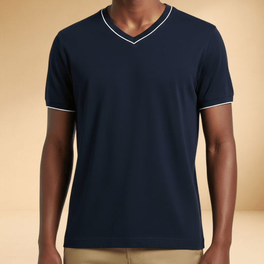 Mosaic Signature V - Neck – Navy - J.HINTON