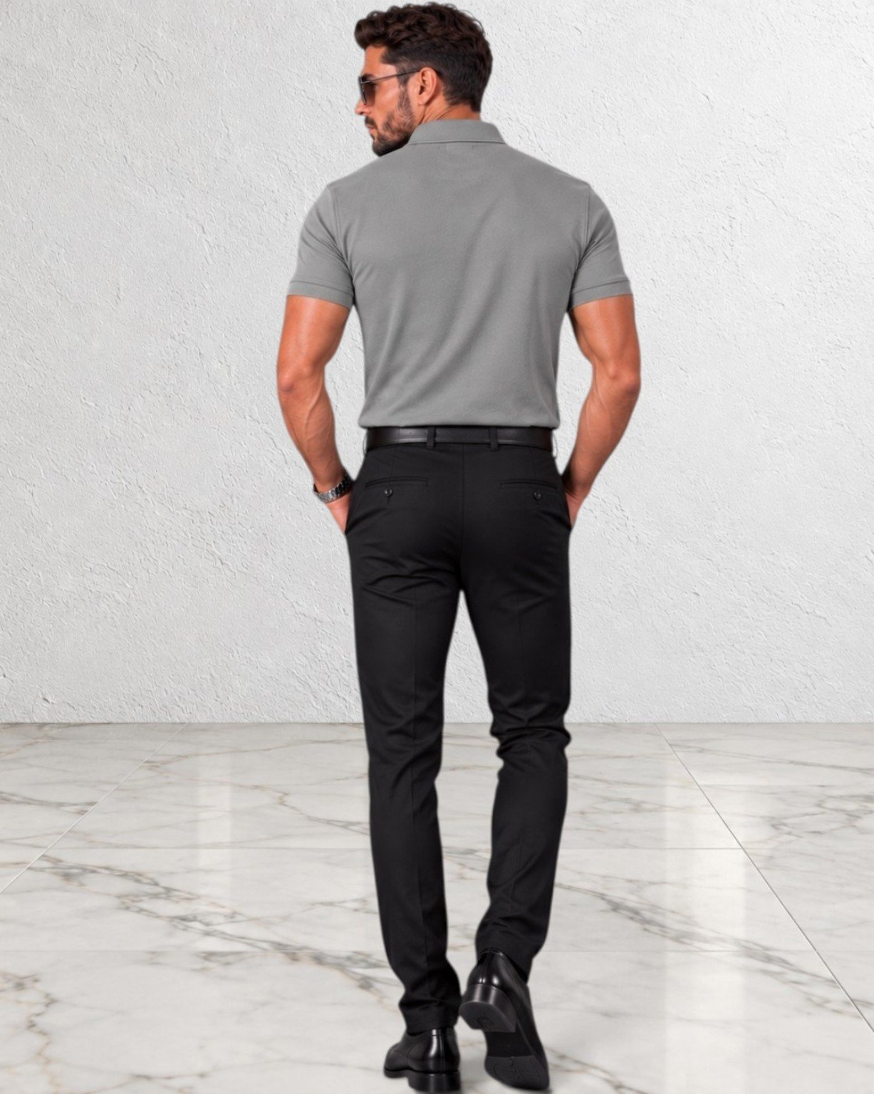 Baymere Piqué Polo Shirt — Heather Grey view 4