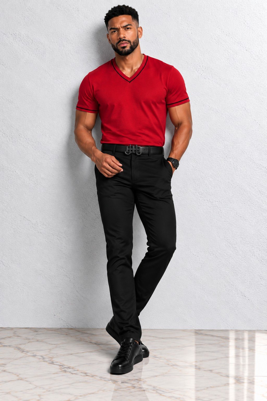 Roselyn V-Neck T-Shirt Rouge view 1