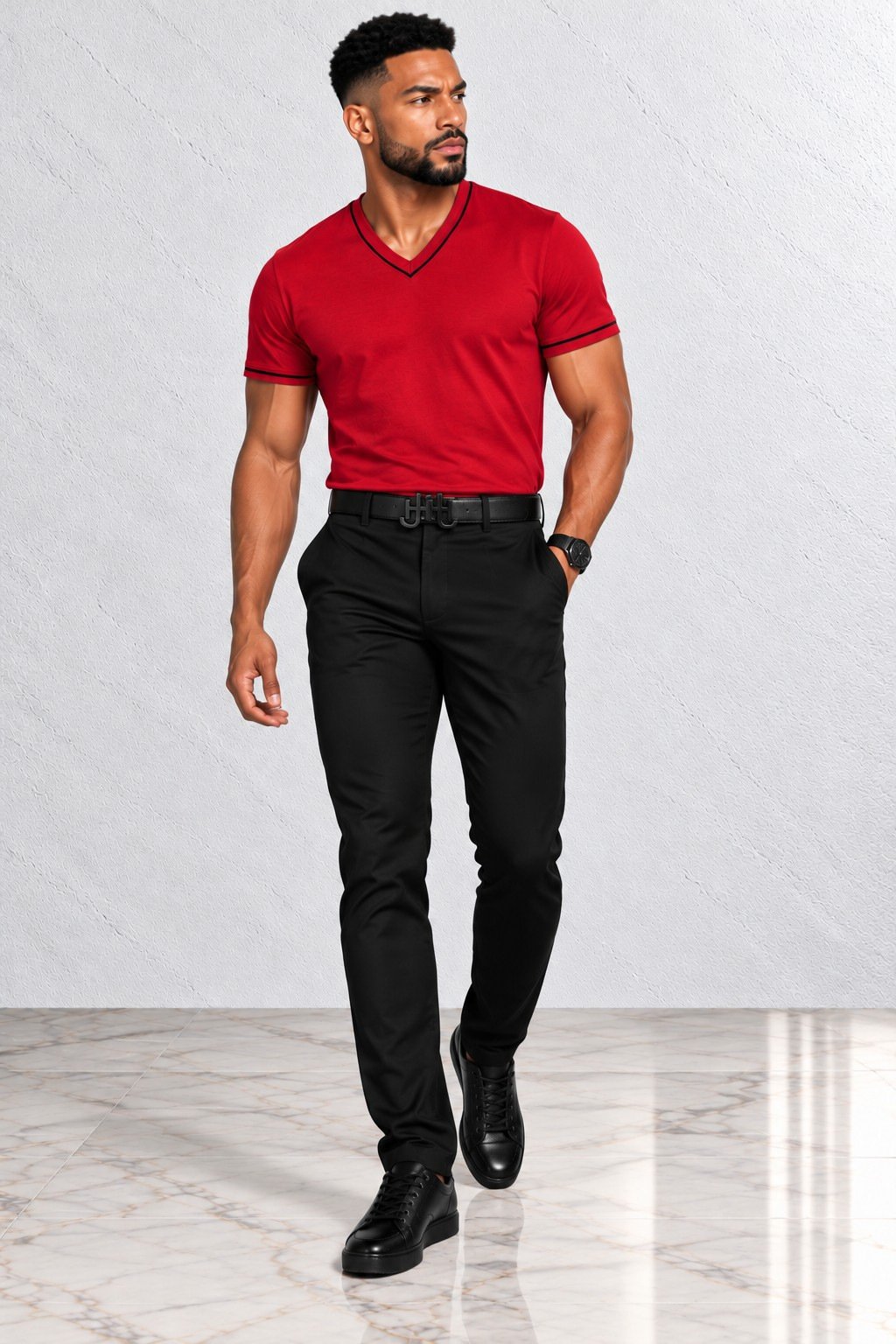 Roselyn V-Neck T-Shirt Rouge view 2