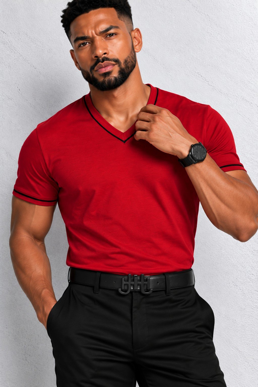 Roselyn V-Neck T-Shirt Rouge view 3
