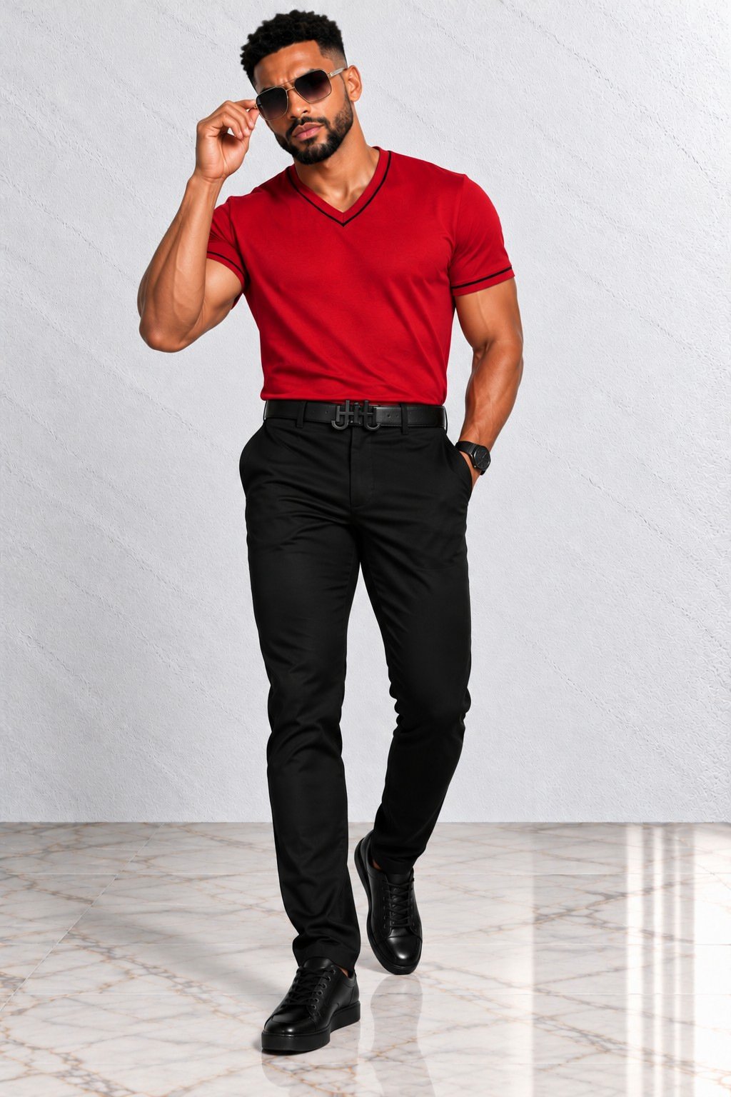 Roselyn V-Neck T-Shirt Rouge view 4