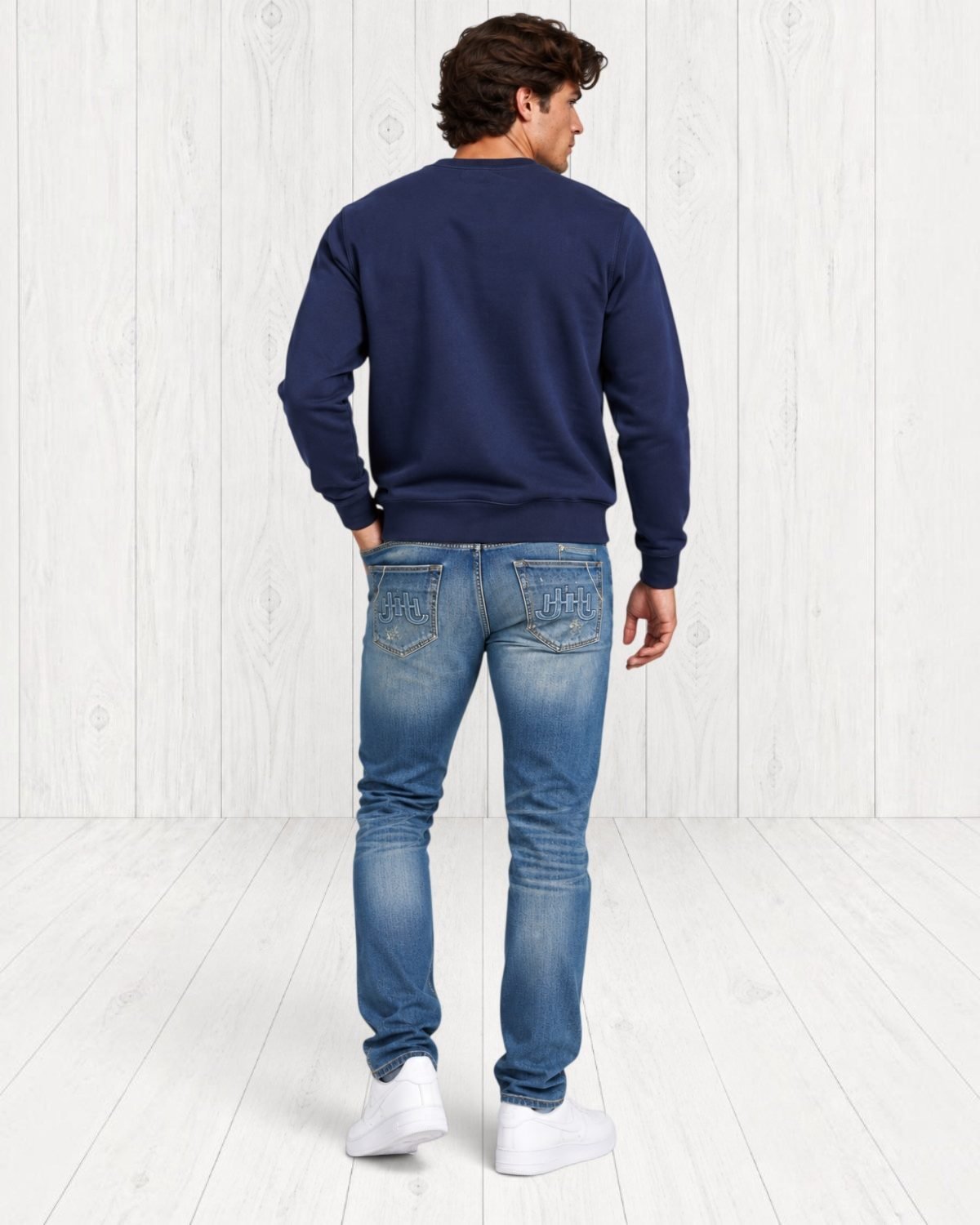 Sutton Embroidered Sweatshirt — Navy view 3