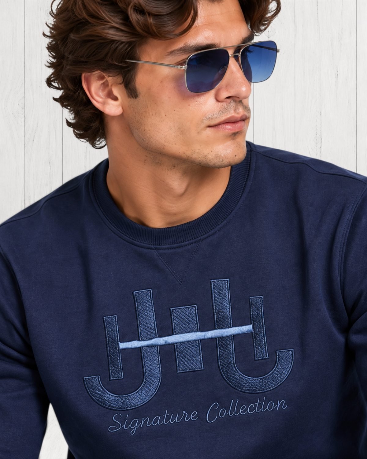 Sutton Embroidered Sweatshirt — Navy view 4