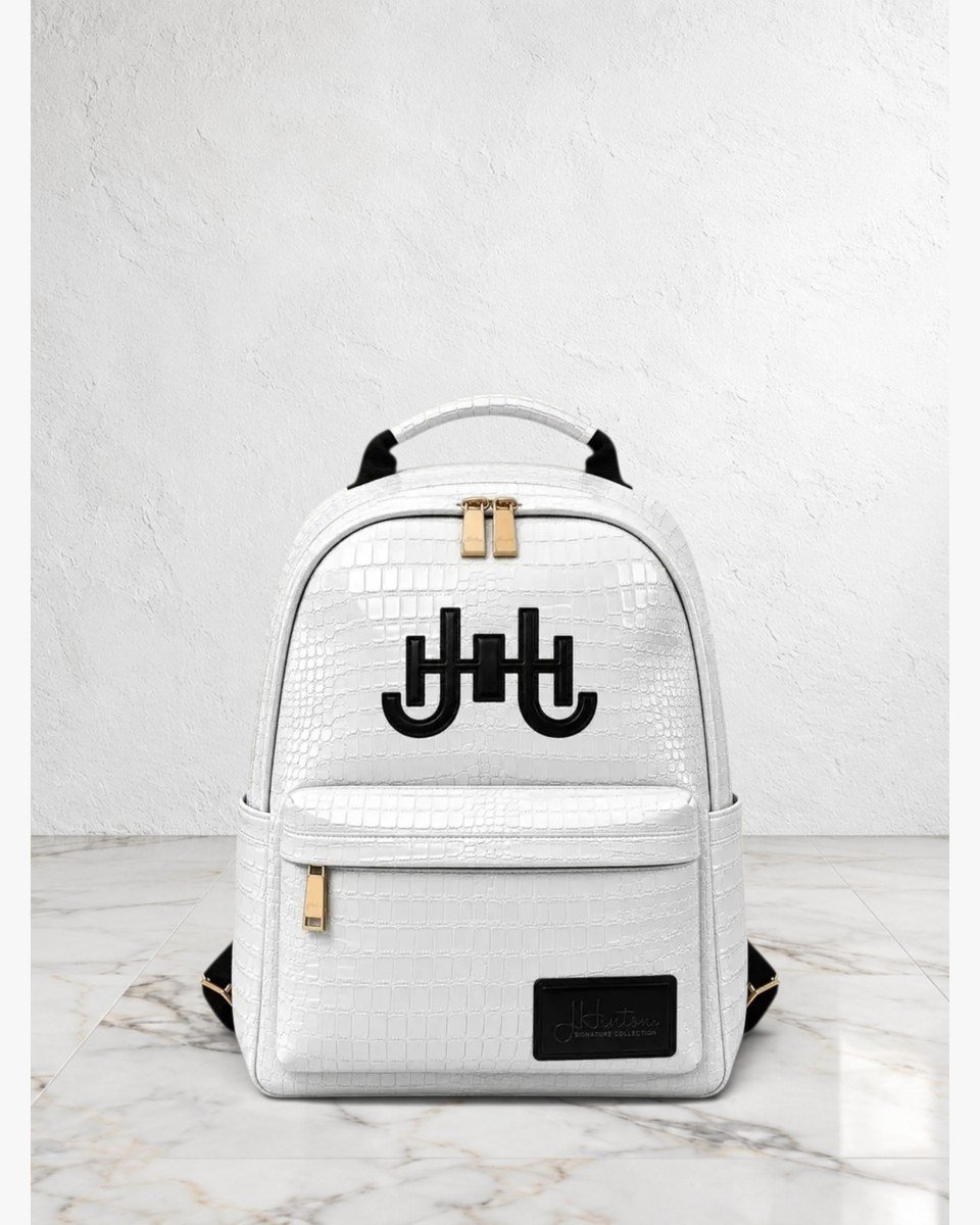 Hudsyn Crocodile-Embossed Backpack — Ivory