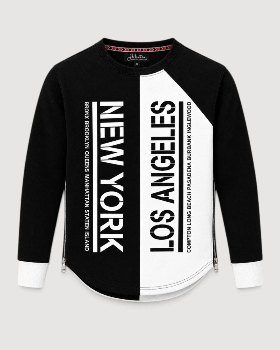 Madisyn Split Graphic Sweatshirt — Black / White