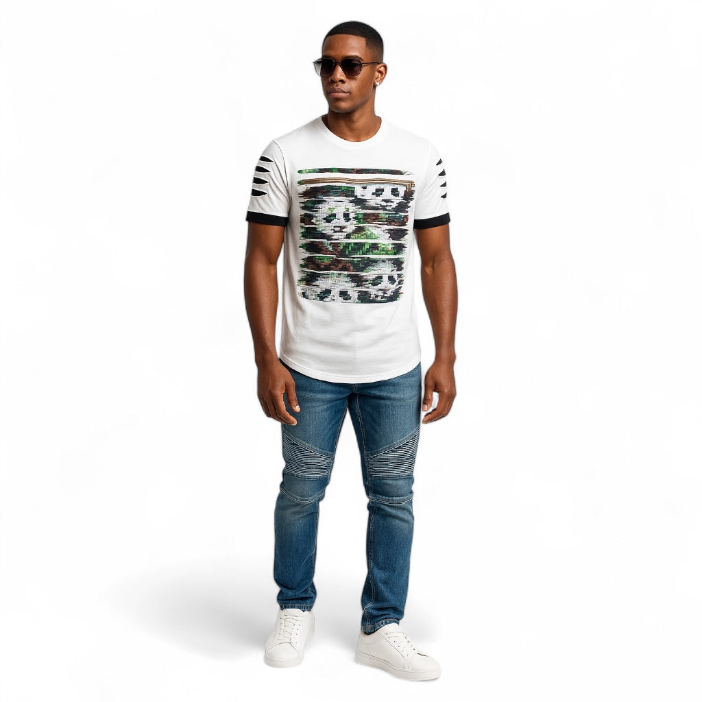 Men's Pixel Panda - Ripped T-shirt