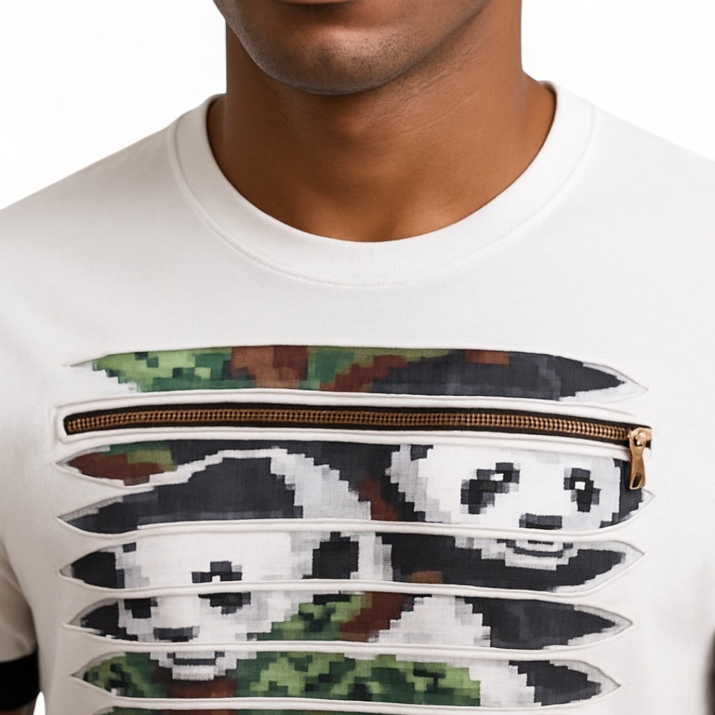 Men's Pixel Panda - Ripped T-shirt
