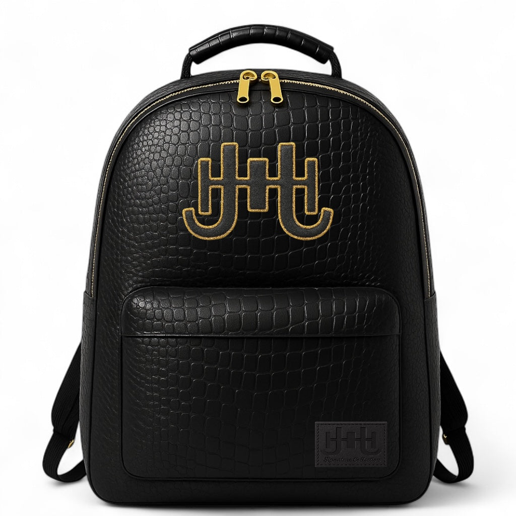 Men's J.H Crocodile-Embossed Leather Backpack