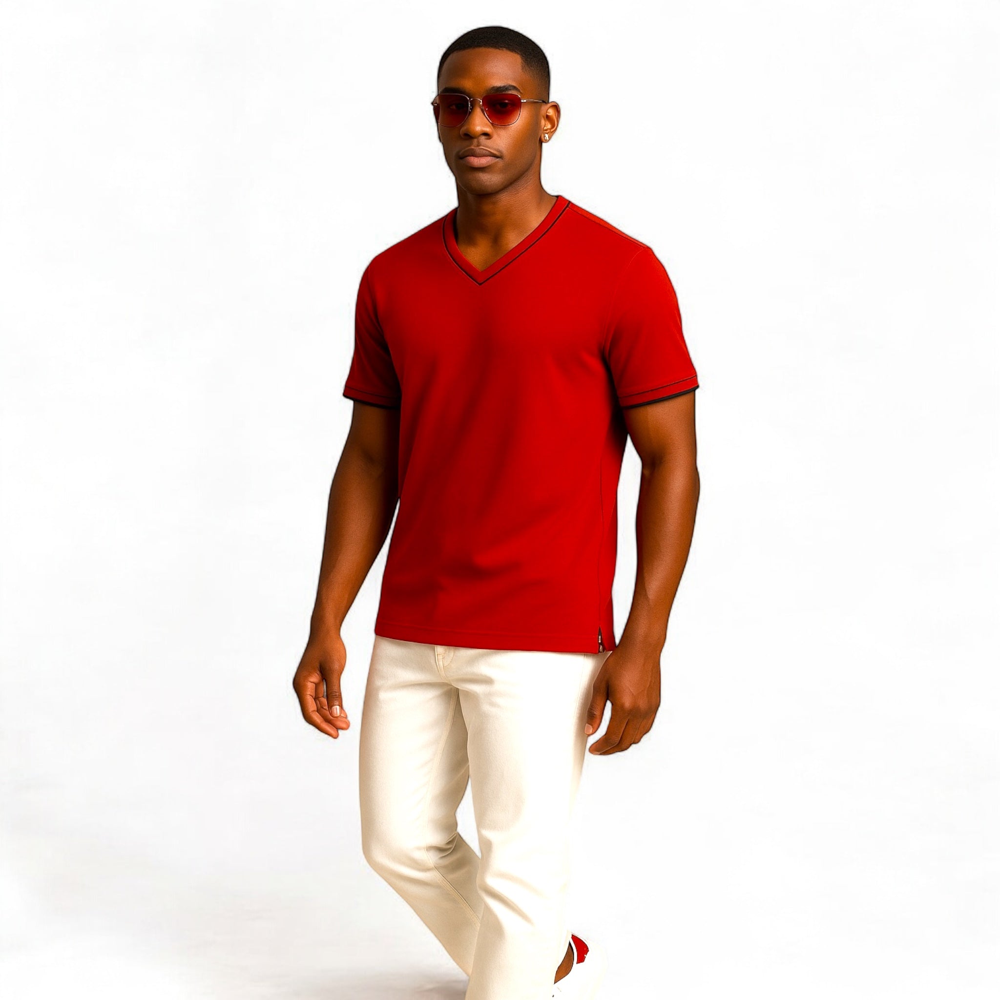 Mosaic Signature V-Neck – Red