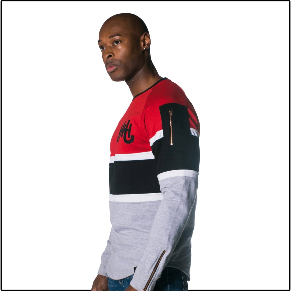 J.Hinton Collections Apparel & Accessories The Skyline- Red Striped Sweatshirt