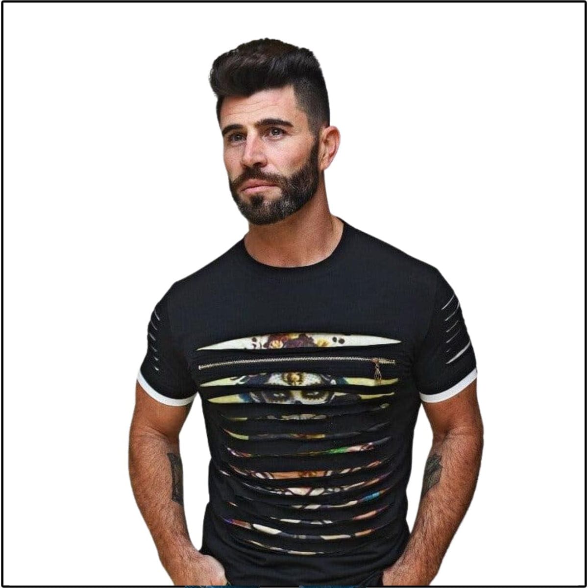 J.Hinton Collections Men's Festive Spirit - Ripped T-shirt