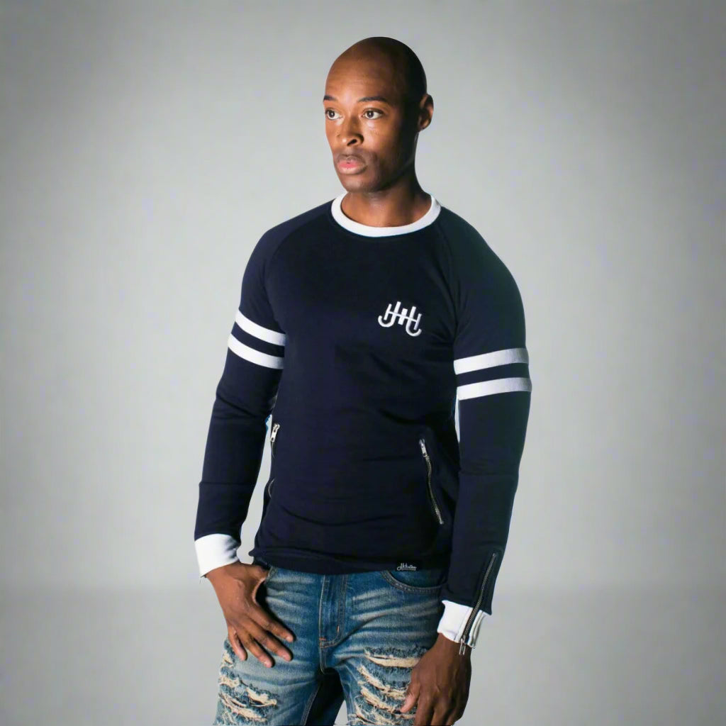 Men's Cotton Sweatshirt with Contrast Sleeves"