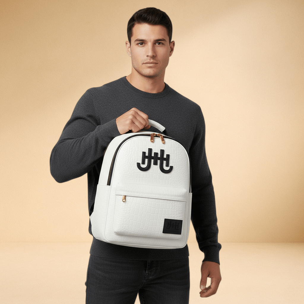 J.H Monogram Croc Embossed - Backpack - J.HINTON