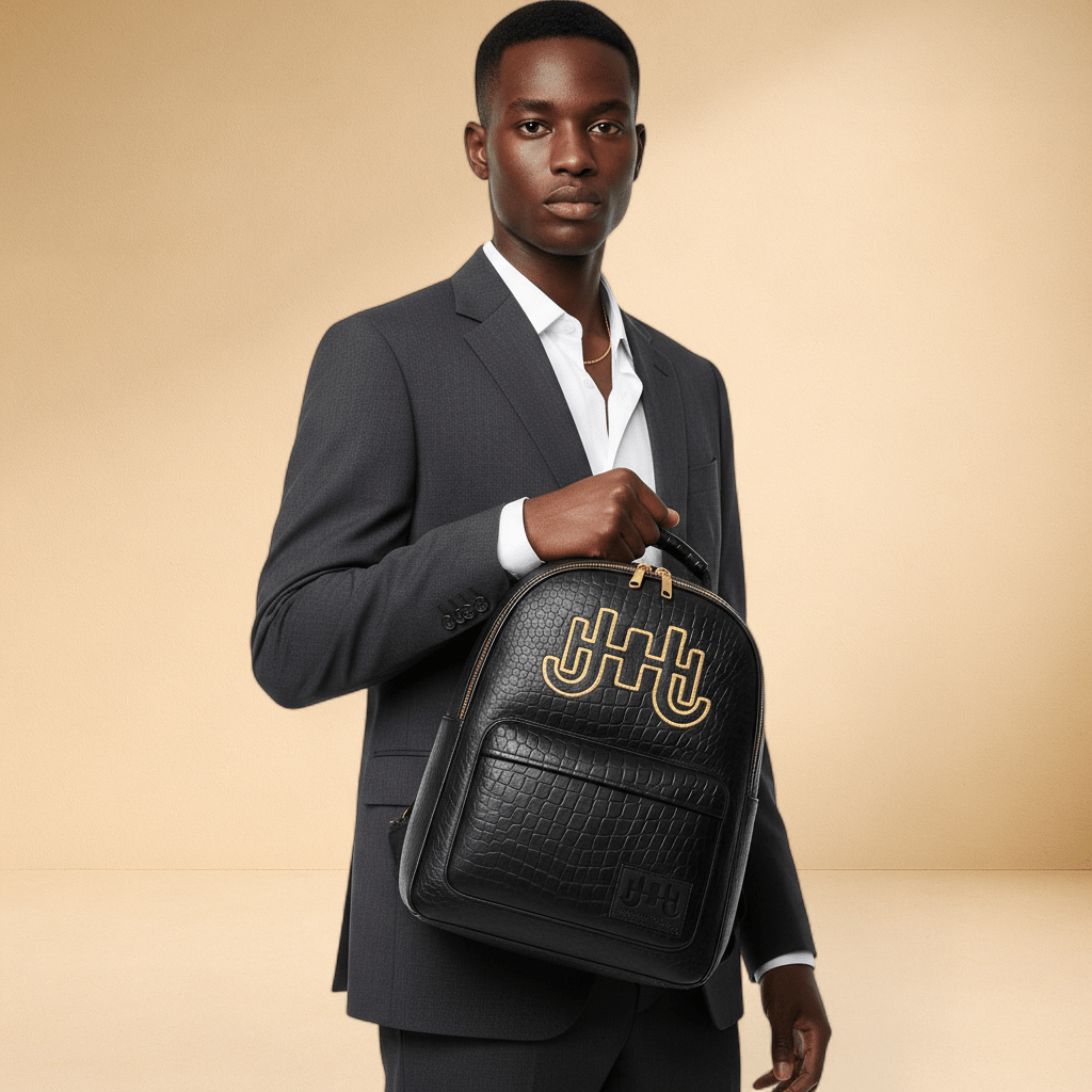 J.H Monogram Croc Embossed - Backpack - J.HINTON