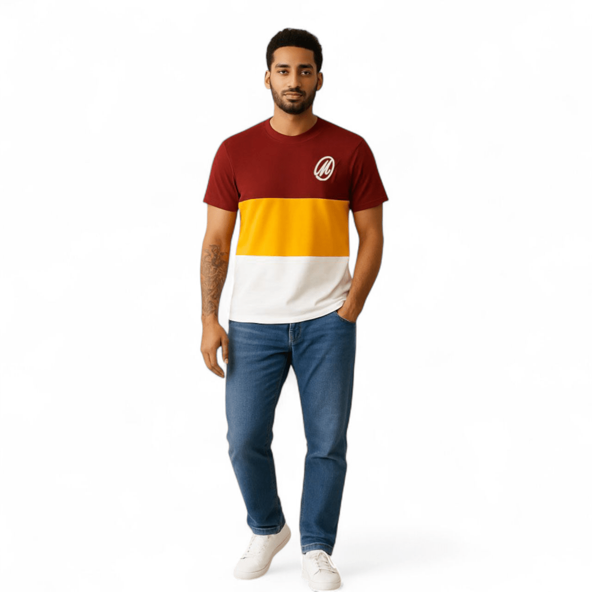 Marksmen Iconic Logo Tri - Color Tee - J.HINTON