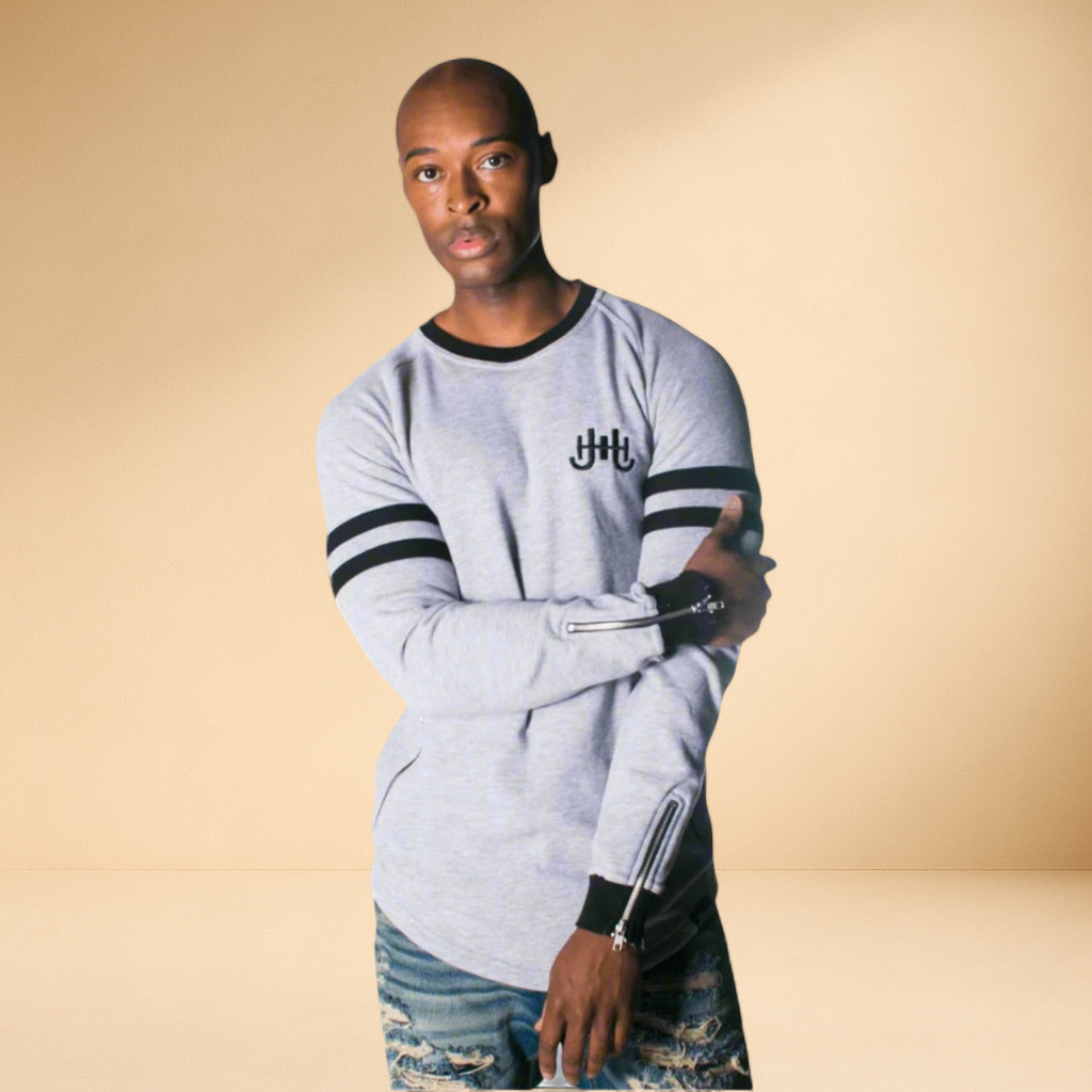 Men's Cotton Sweatshirt with Contrast Sleeves" - J.HINTON