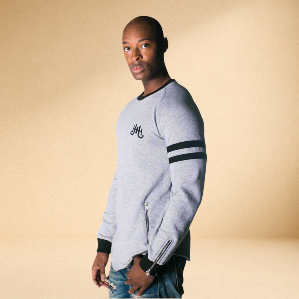 Men's Cotton Sweatshirt with Contrast Sleeves" - J.HINTON