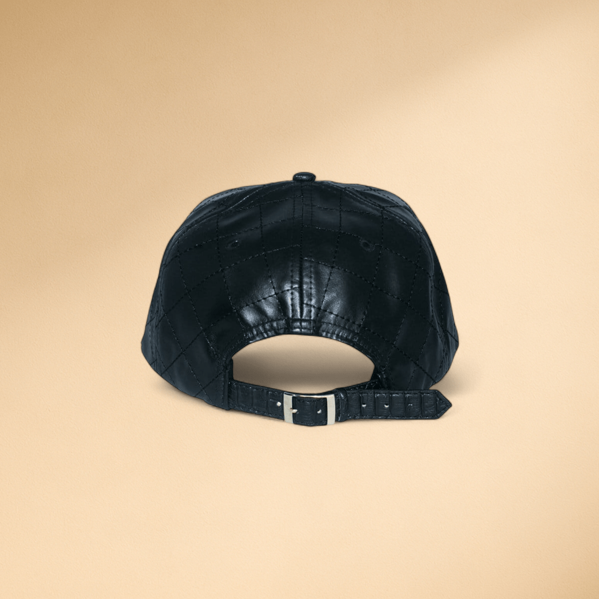 Men’s J.H Signature Gold Metal Plated Leather Quilted cap - J.HINTON