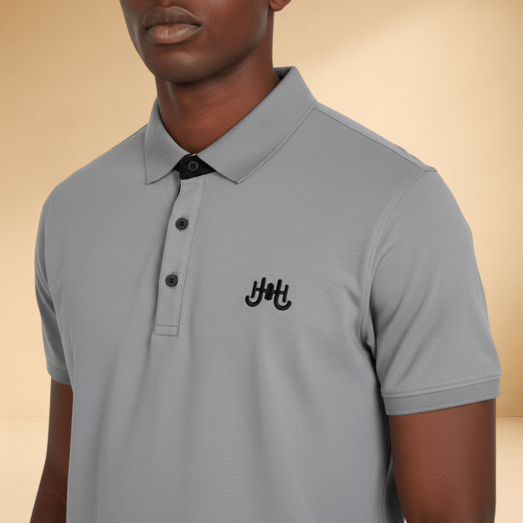 Men's Mosaic - Signature Embroidered Polo (Grey) - J.HINTON
