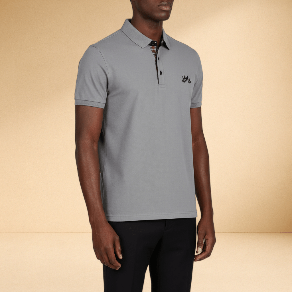 Men's Mosaic - Signature Embroidered Polo (Grey) - J.HINTON