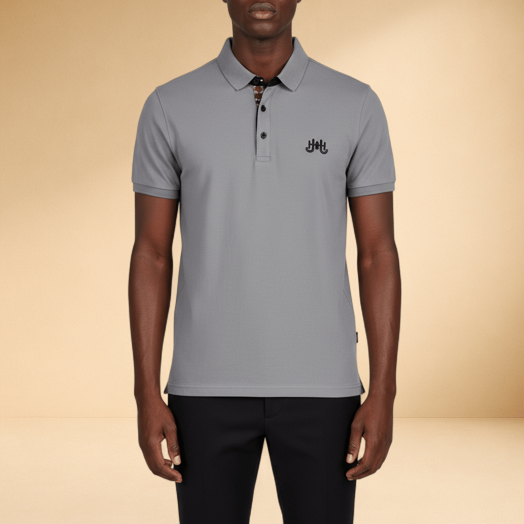 Men's Mosaic - Signature Embroidered Polo (Grey) - J.HINTON